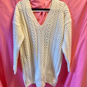 White sweater dress